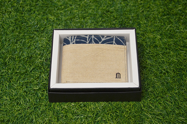 Beige-Blue Leaf Print Wallet