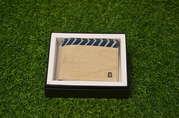 Beige-Blue Zigzag Print Wallet