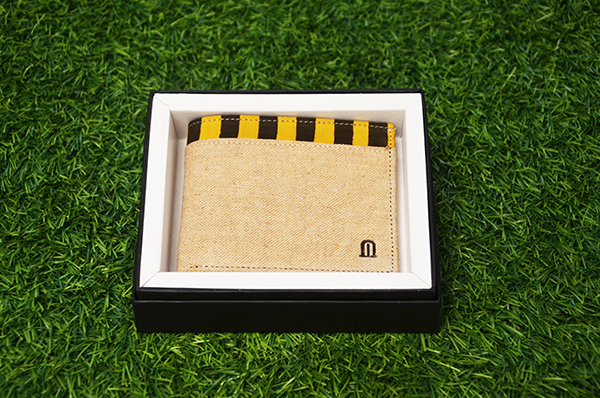 Beige -Yellow Strip Print Wallet